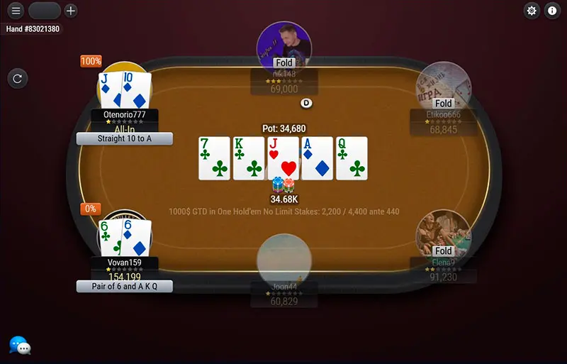 1win Poker table