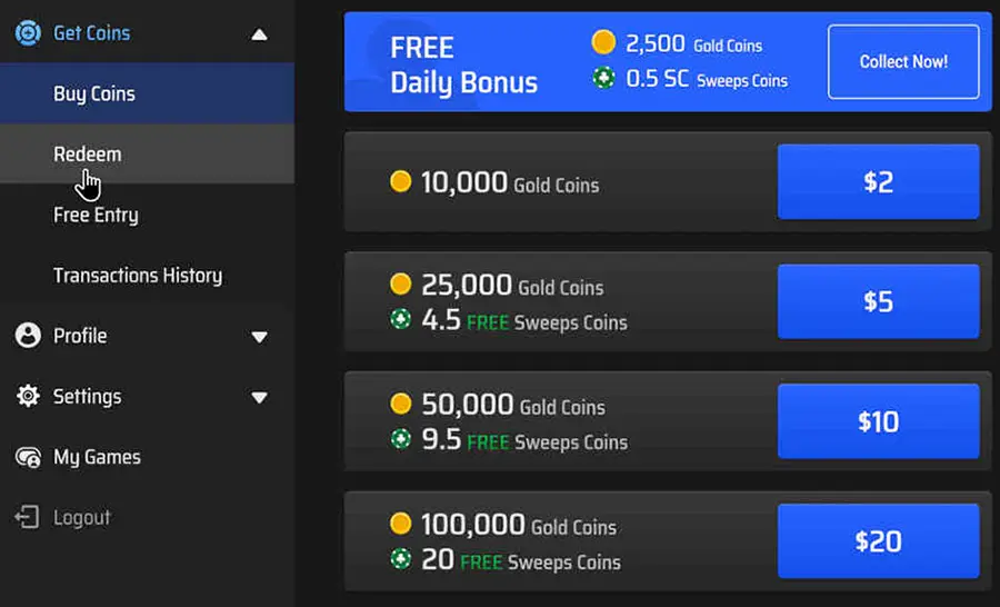Clubs Poker Redeem Coins:  