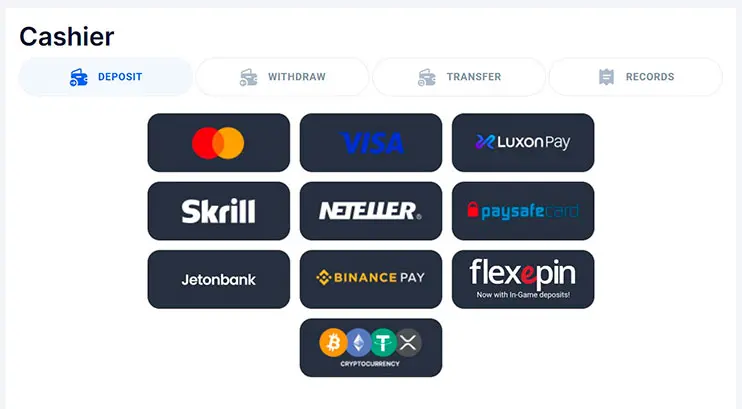 WPT Global deposit payment options